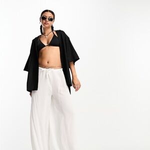 Weekday Eva short sleeve linen mix shirt